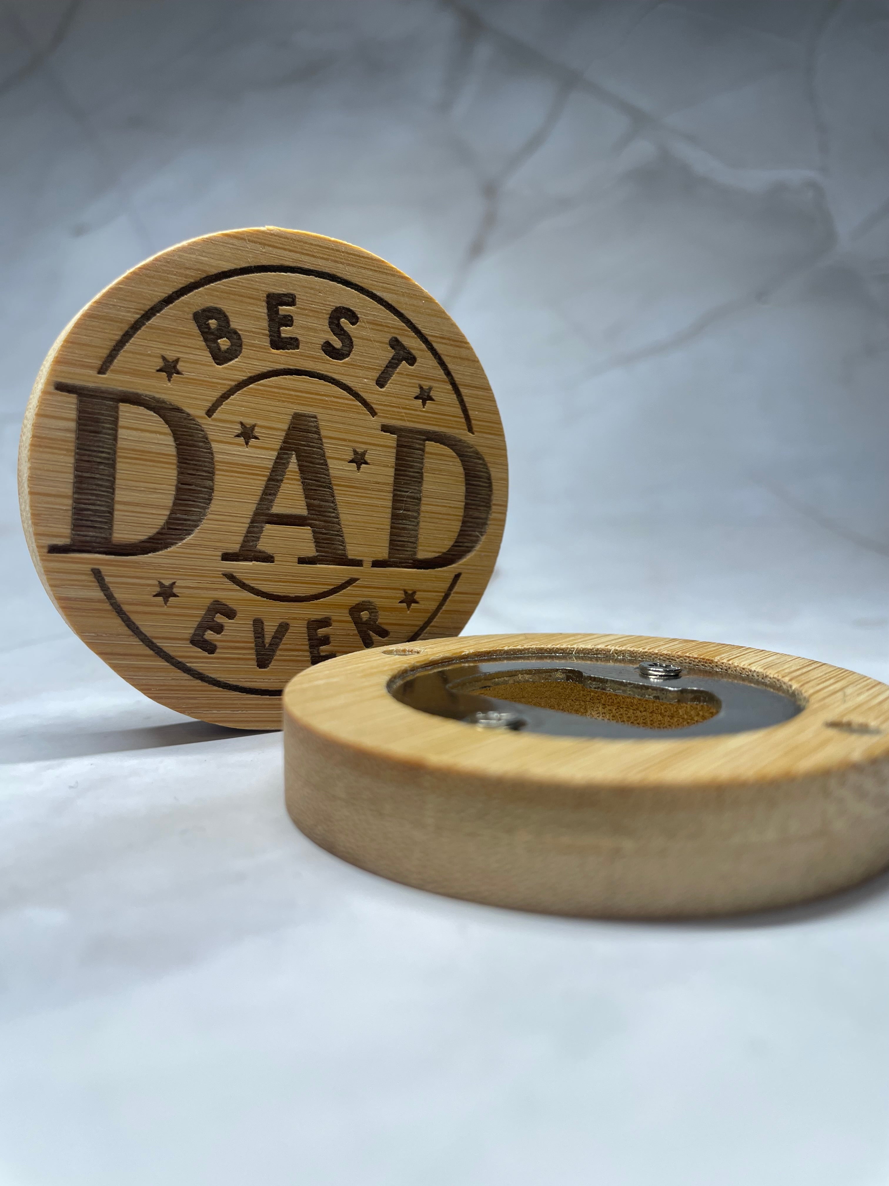 Engraved Bamboo Magnetic Bottle Opener – Dad Gift
