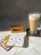 Bee Themed Wooden Coaster Set with Holder – Honeybee Drink Coasters