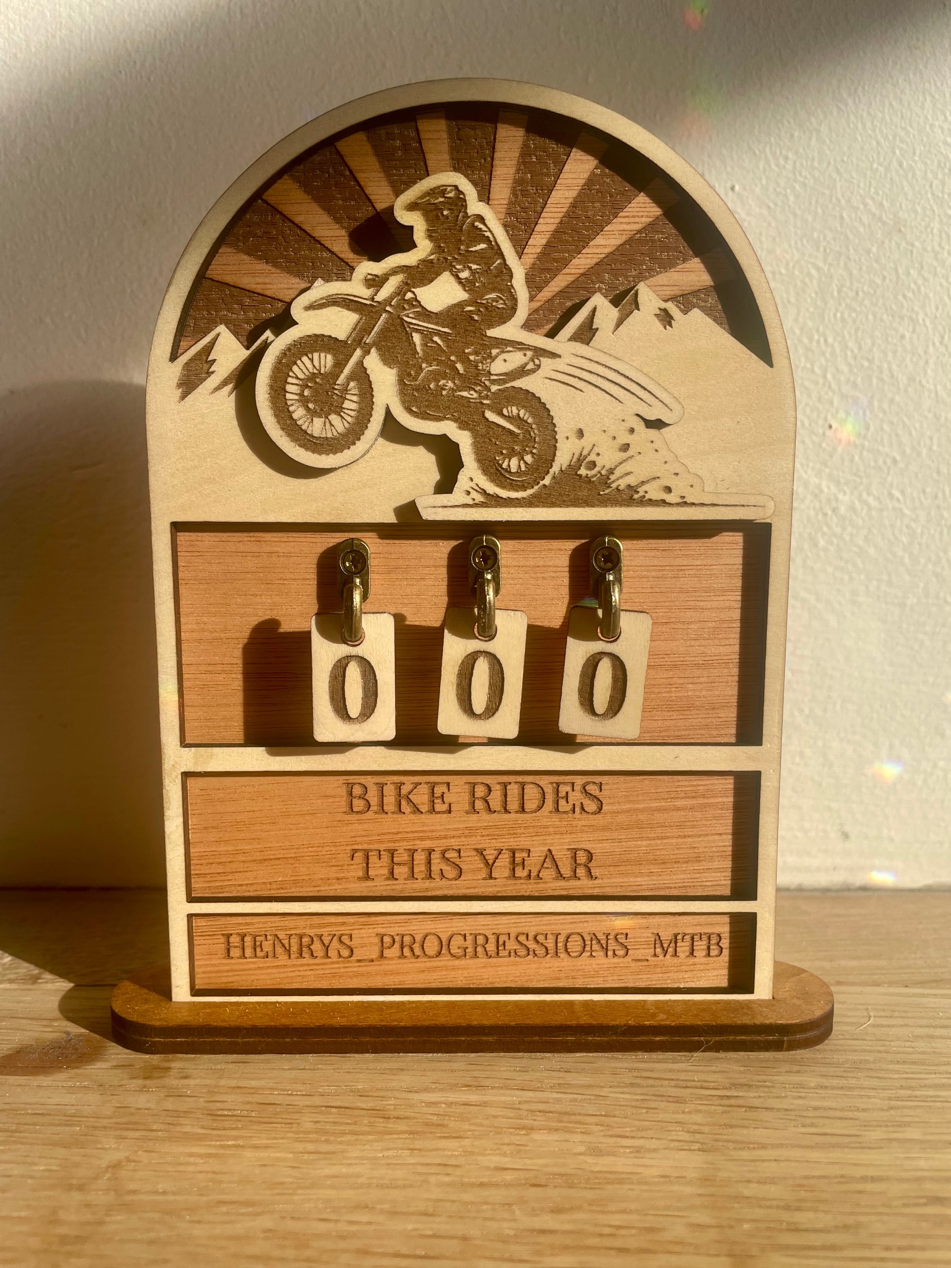 Personalised Ride Tracker with Number Tiles – Bike, Motocross or Motorbike Gift