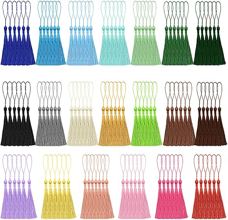 Assortment of different coloured bookmark tassels