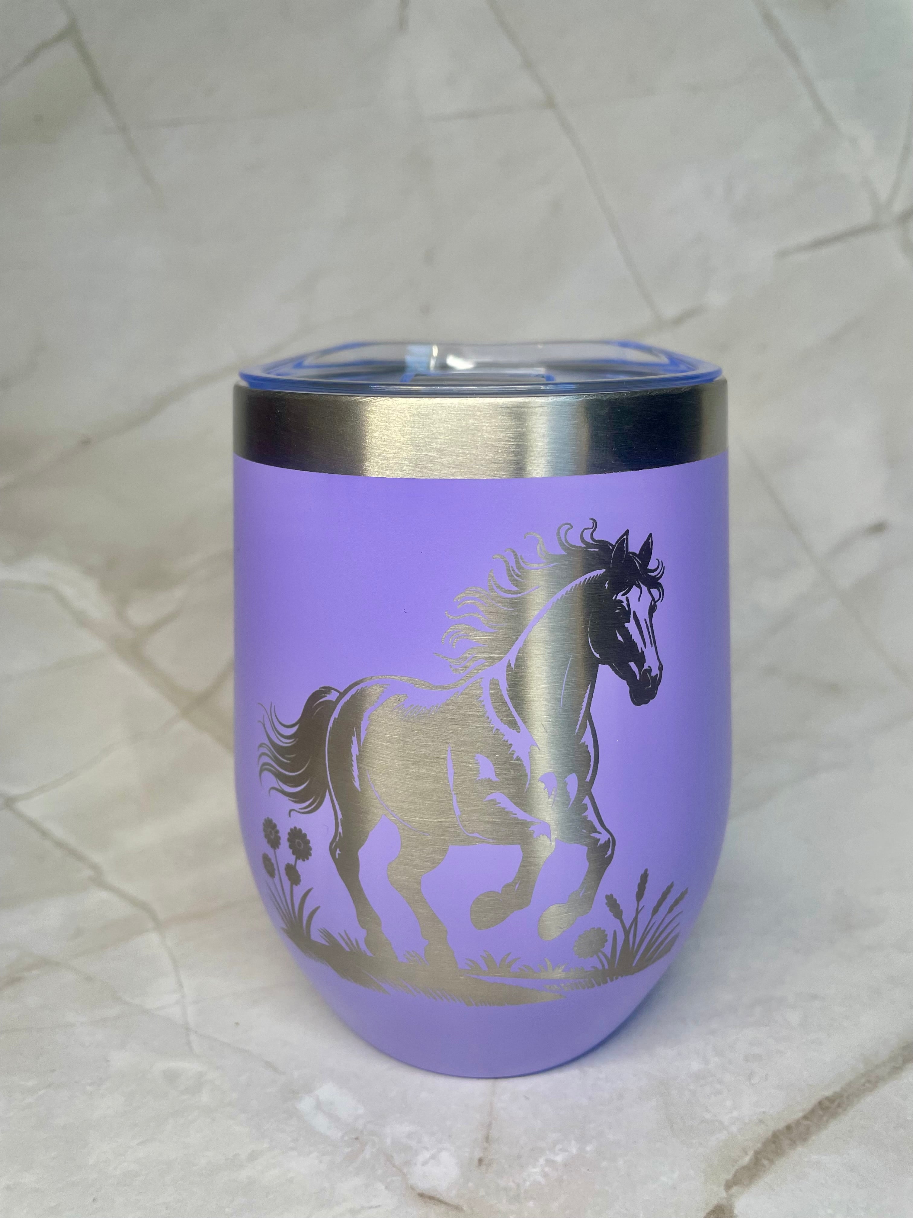 Horse Engraved Stainless Steel Tumbler – Equestrian Gift Cup