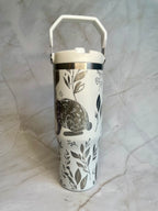 Rabbit Engraved Stainless Steel Tumbler – Woodland Animal Travel Mug