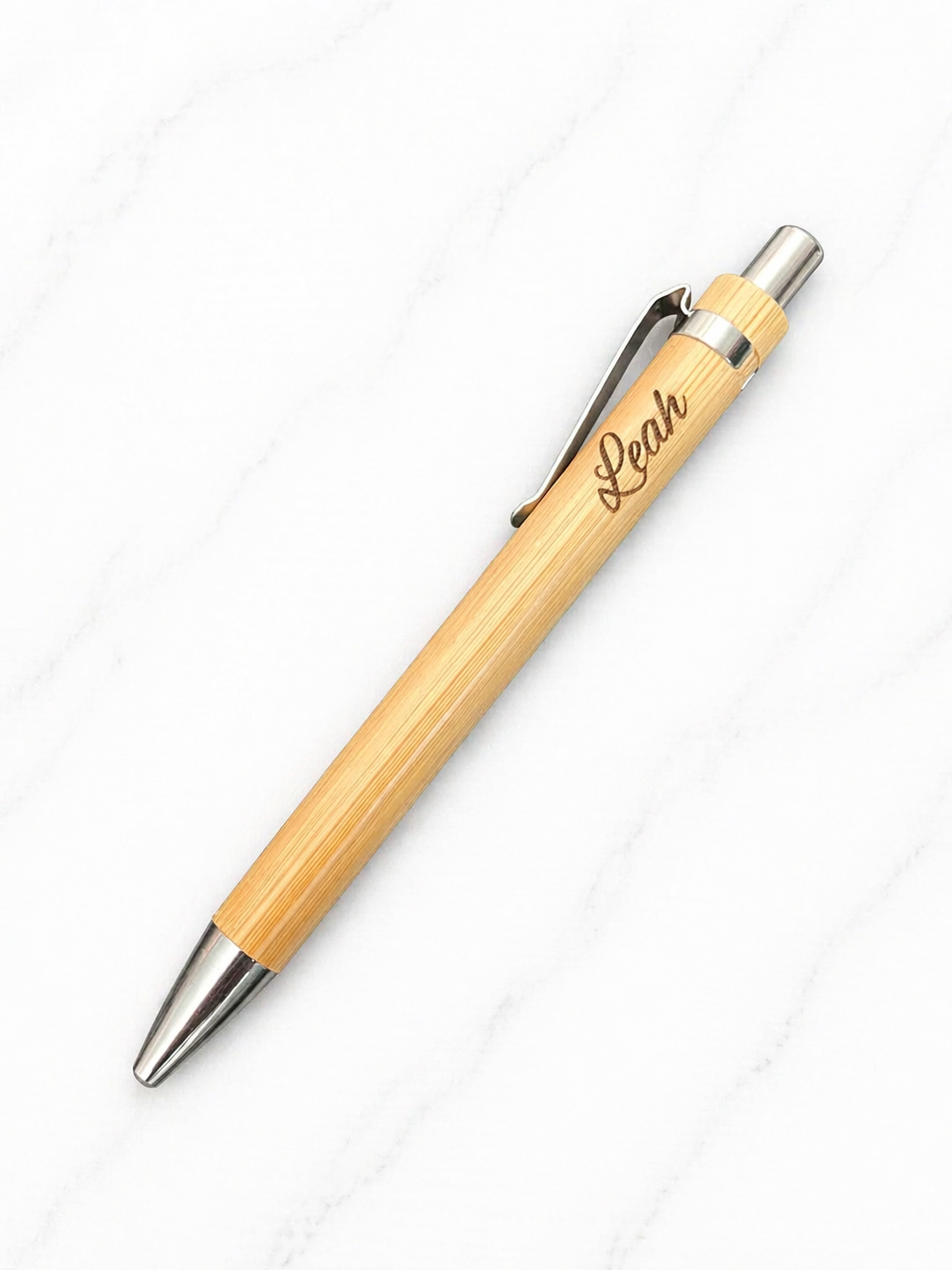 Personalised Wooden Sticky Note Holder with Pen – Desk Organiser