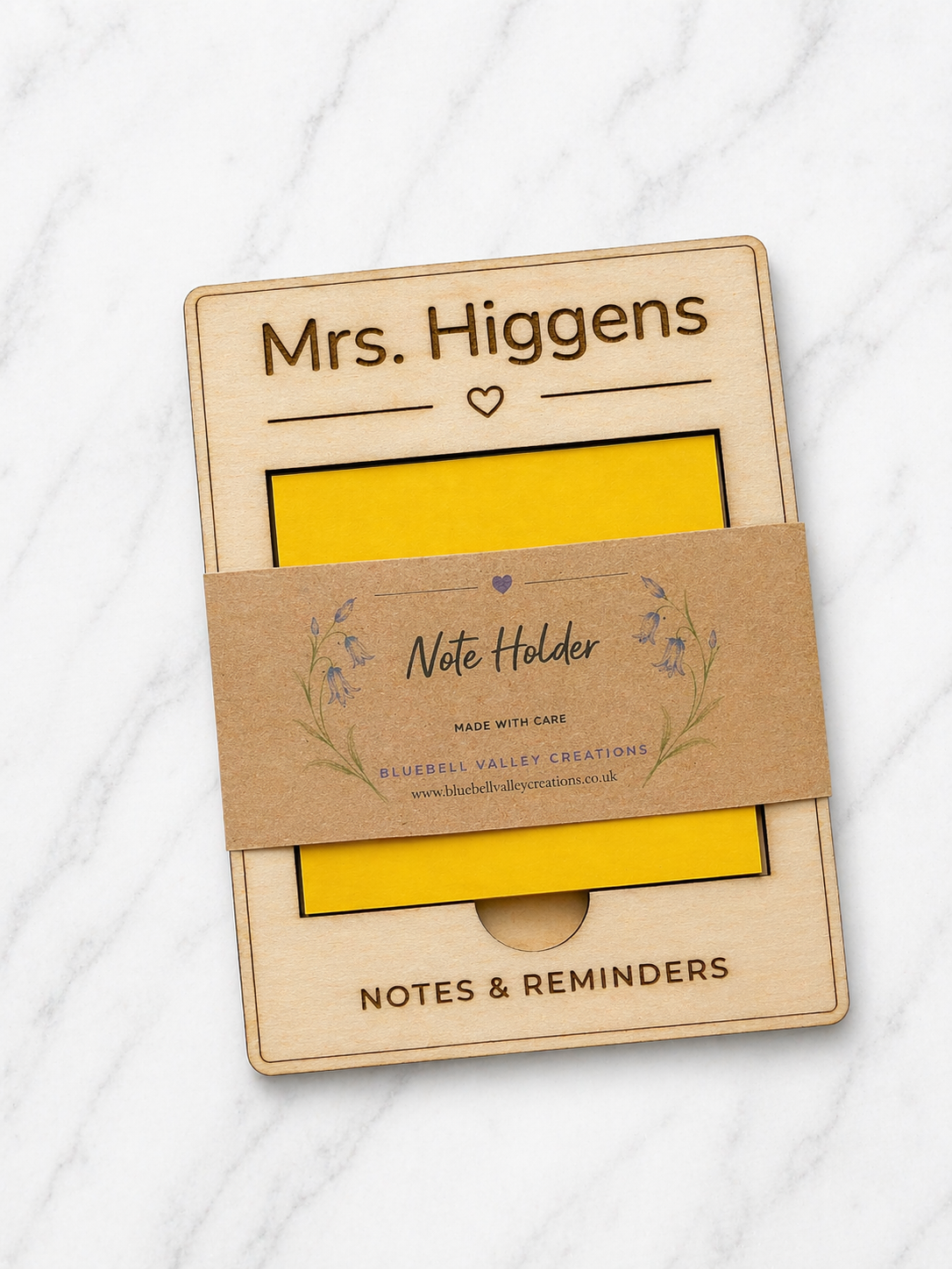 Personalised Wooden Sticky Note Holder – Desk Organiser
