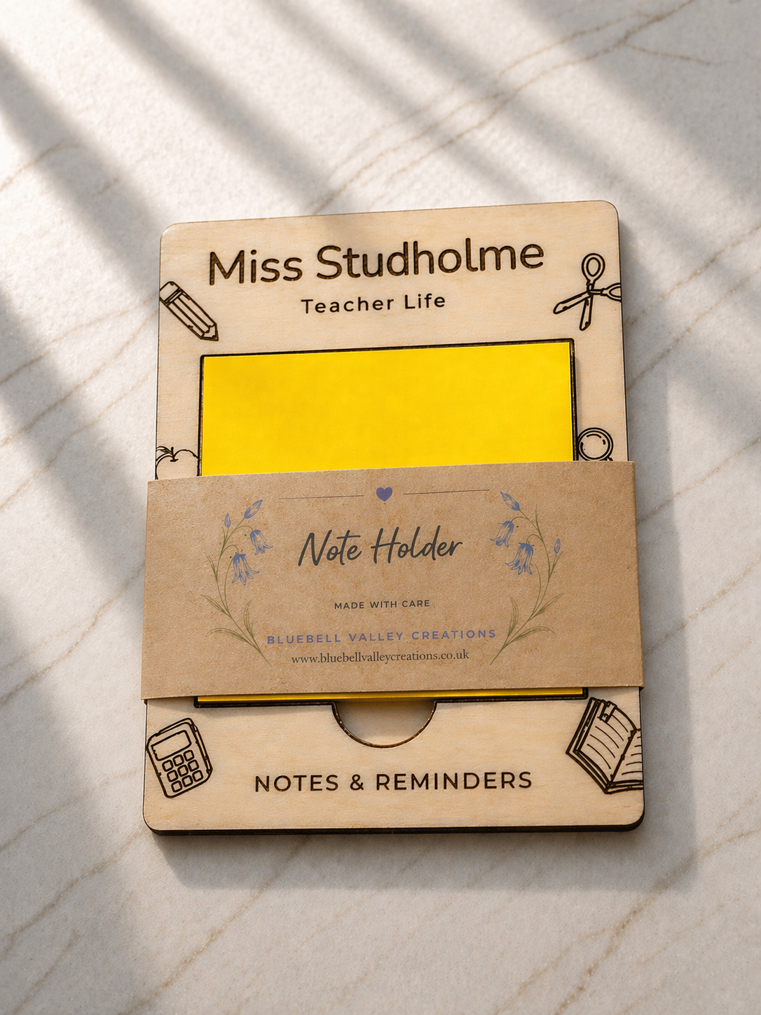 Personalised Wooden Sticky Note Holder – Teacher Desk Gift
