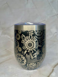 Steampunk Gear Engraved Stainless Steel Tumbler – Mechanical Cog Drinkware