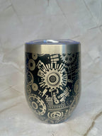 Steampunk Gear Engraved Stainless Steel Tumbler – Mechanical Cog Drinkware