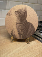 Cat Motif Cork Trivet