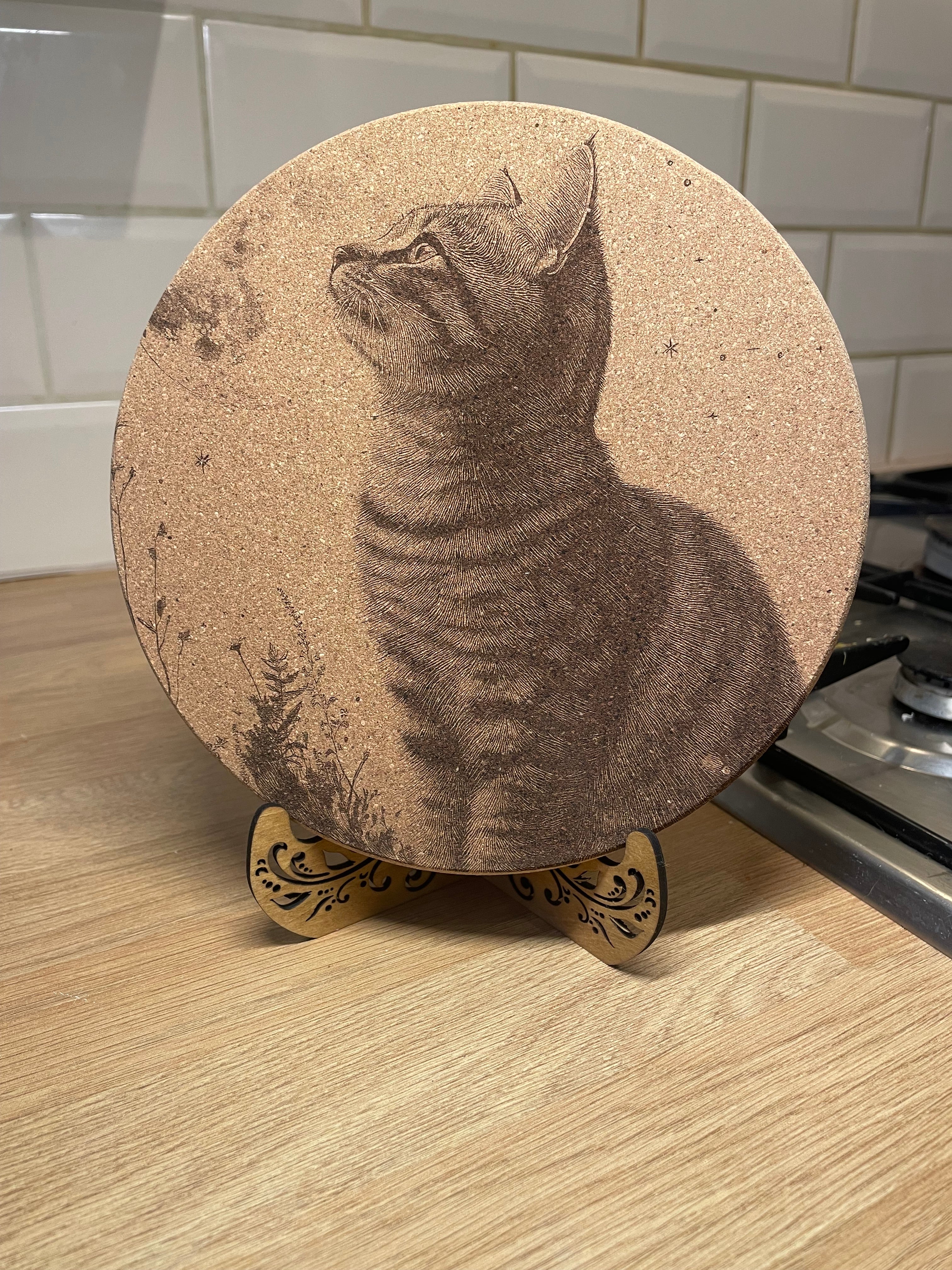 Cat Motif Cork Trivet