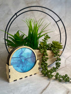 Blue Abstract Watercolour Coaster Set with Holder – Modern Drink Coasters