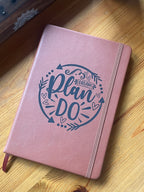 Dream, Plan, Do. Brown Engraved A5 Faux Leather Lined Notebook