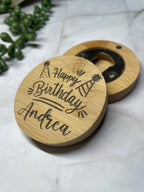 Personalised Bamboo Magnetic Bottle Opener – Happy Birthday Gift