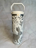 Rabbit Engraved Stainless Steel Tumbler – Woodland Animal Travel Mug