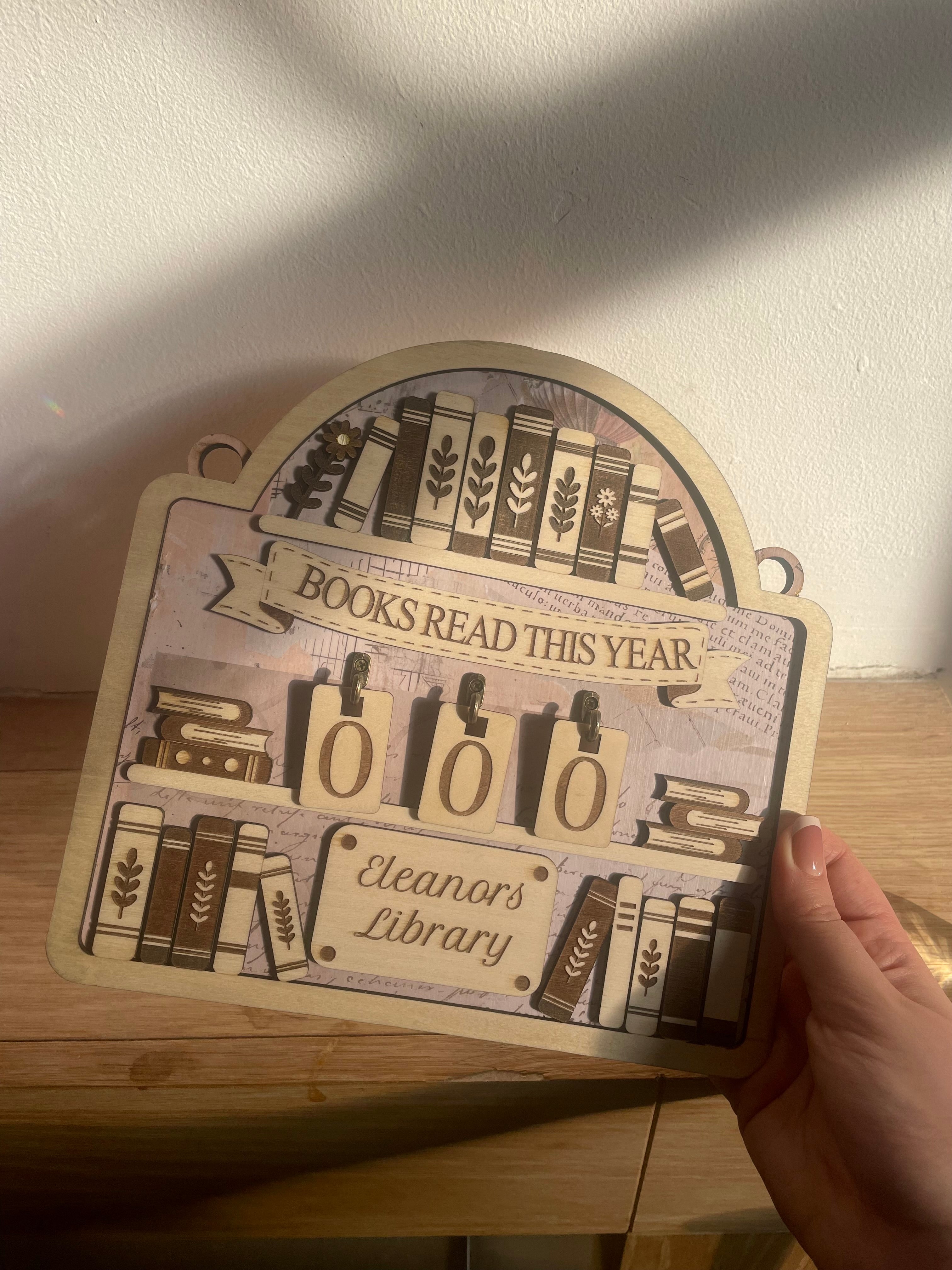 Personalised Books Read Tracker – Stand or Hanging Reading Counter Gift