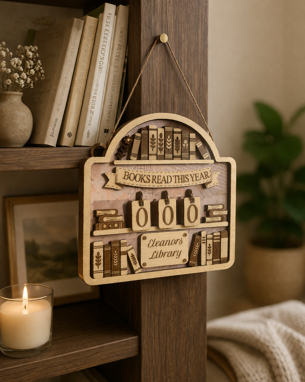 Personalised Books Read Tracker – Stand or Hanging Reading Counter Gift