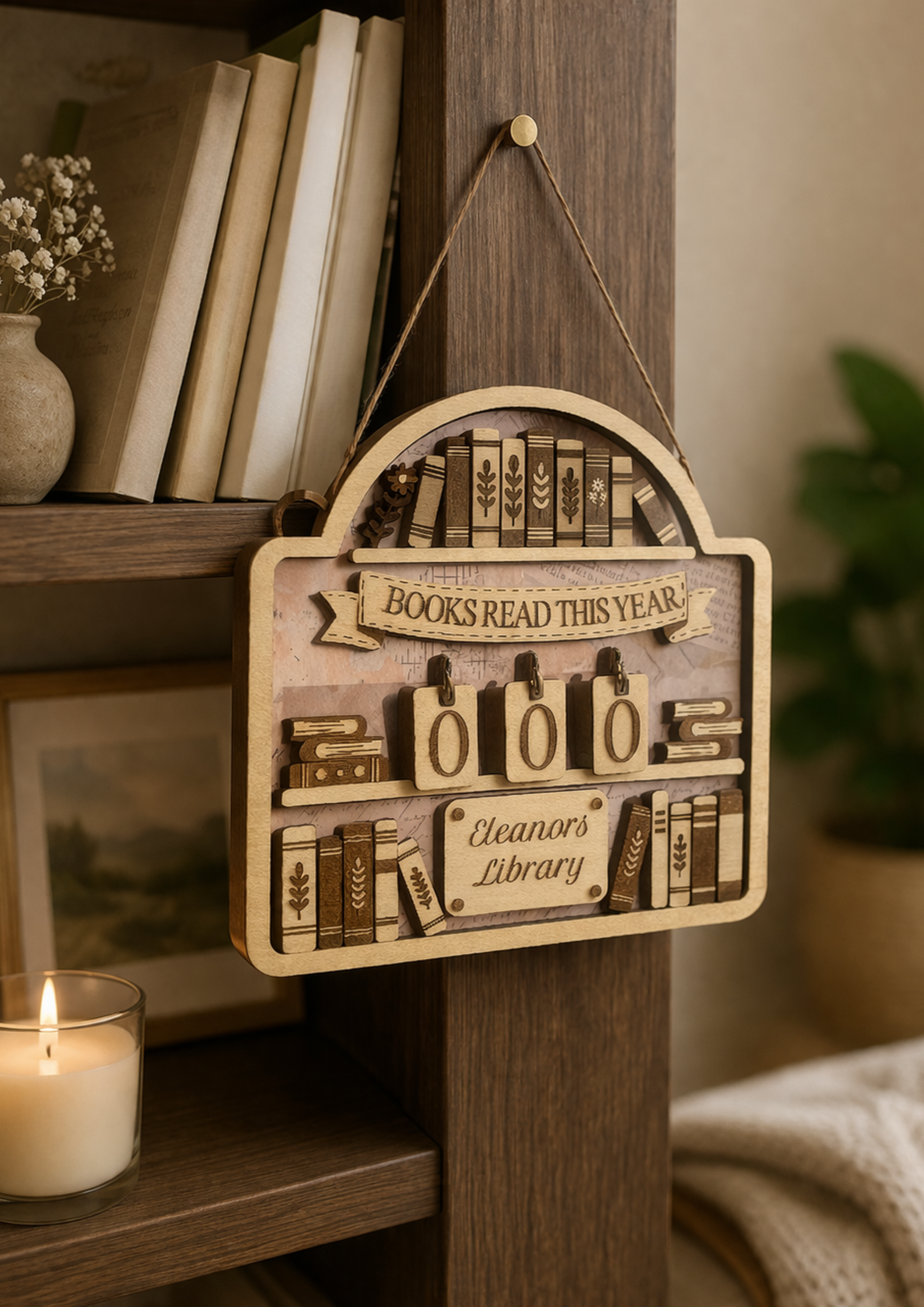 Personalised Books Read Tracker – Stand or Hanging Reading Counter Gift