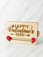 Engraved wooden Valentine’s Day money holder with heart design romantic personalised gift