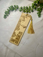 Engraved Wooden Bookmark – “Just One More Chapter” – Book Lover Gift – Rustic Basswood Page Marker with Tassel