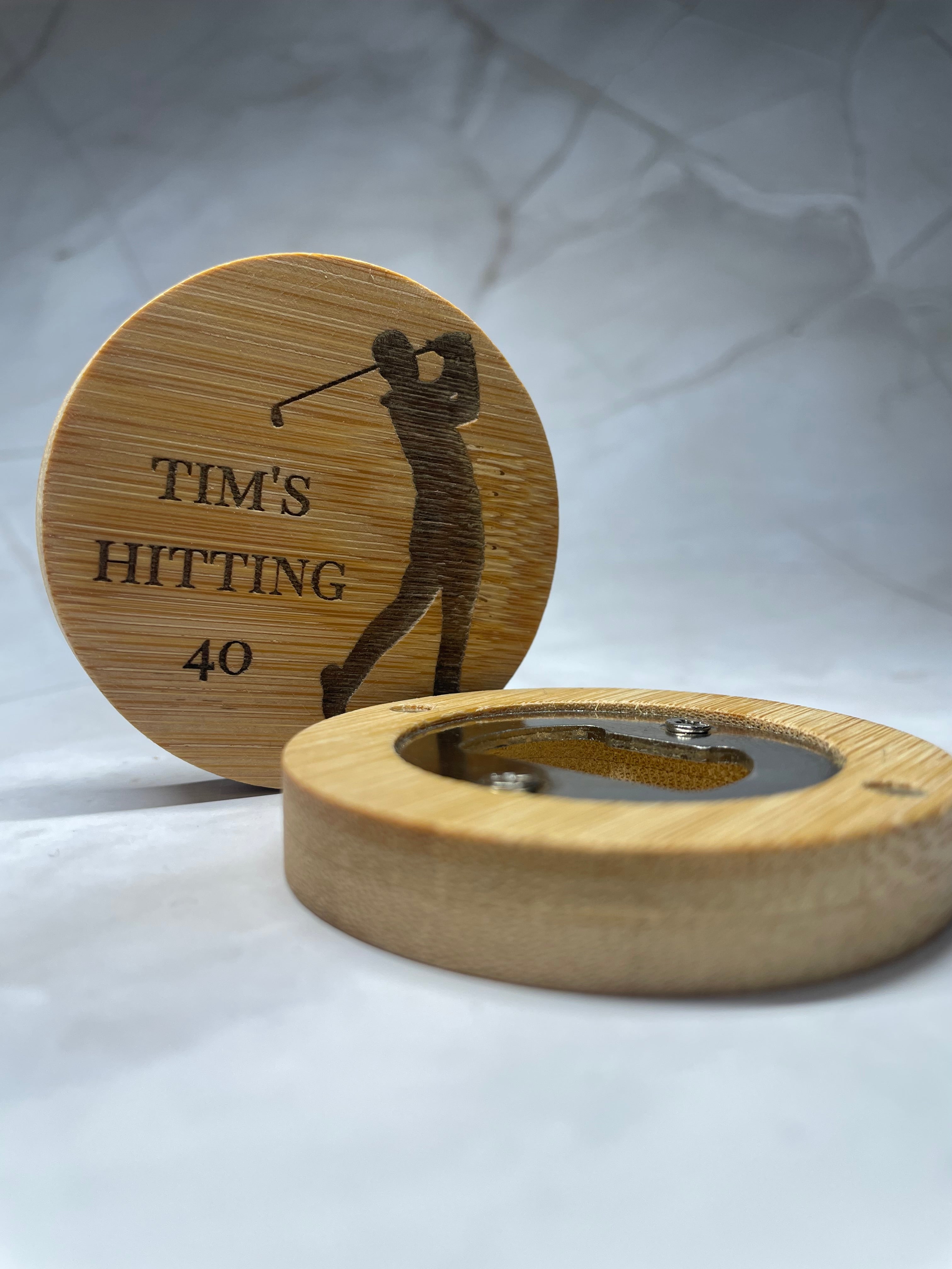 Personalised Bamboo Magnetic Bottle Opener – Golf Lover Birthday Gift