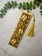 Engraved Wooden Bird Bookmark – Nature Lover Gift – Tree & Birds Design – Rustic Basswood Page Marker with Tassel