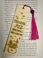 Engraved Wooden Bookmark – “Thank You For Helping Me Grow” – Teacher Appreciation Gift – Rustic Basswood Page Marker with Tassel