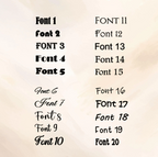 List of 20 different fonts on a beige background