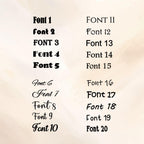 List of 20 different fonts on a beige background