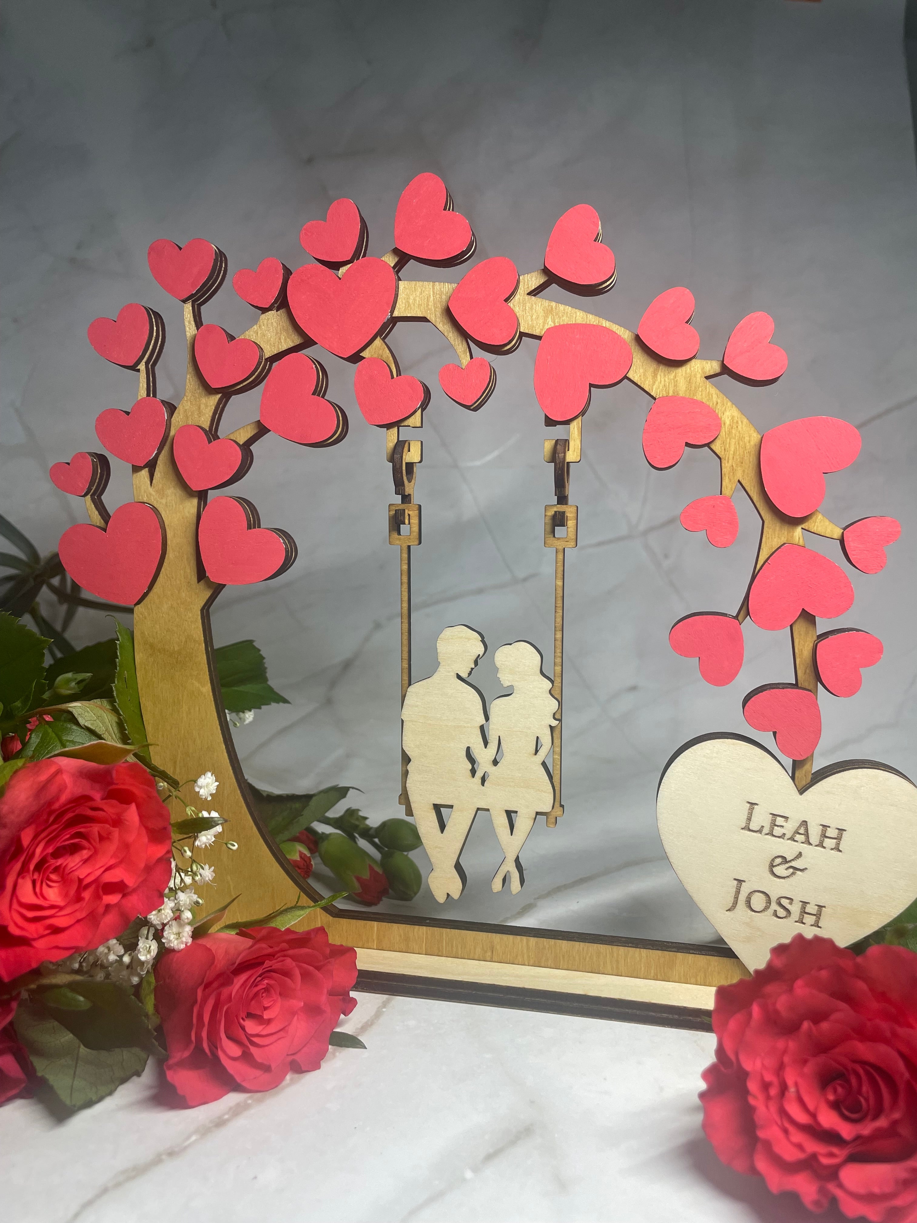 Personalised Couple Decorative Keepsake |  5 Year Wooden Anniversary Gift