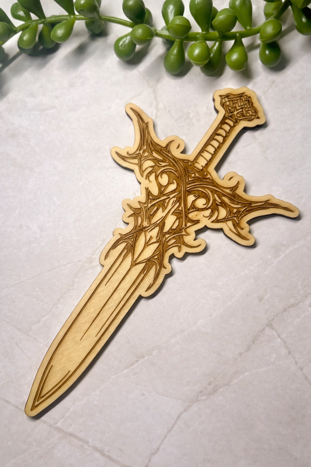 Decorative wooden sword bookmark