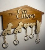 Personalised Wooden Family Key Holder – Custom Name or “Our Family” Key Rack