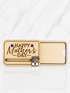 Wooden happy mothers day gift card holder with sliding compartment for standard gift cards