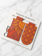 Sun cat magnetic bookmark set displayed on Bluebell Valley Creations branded packaging