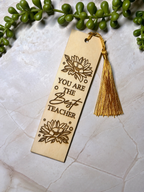 Engraved Wooden Bookmark – “You’re The Best Teacher” – Teacher Appreciation Gift – Rustic Basswood Page Marker with Tassel