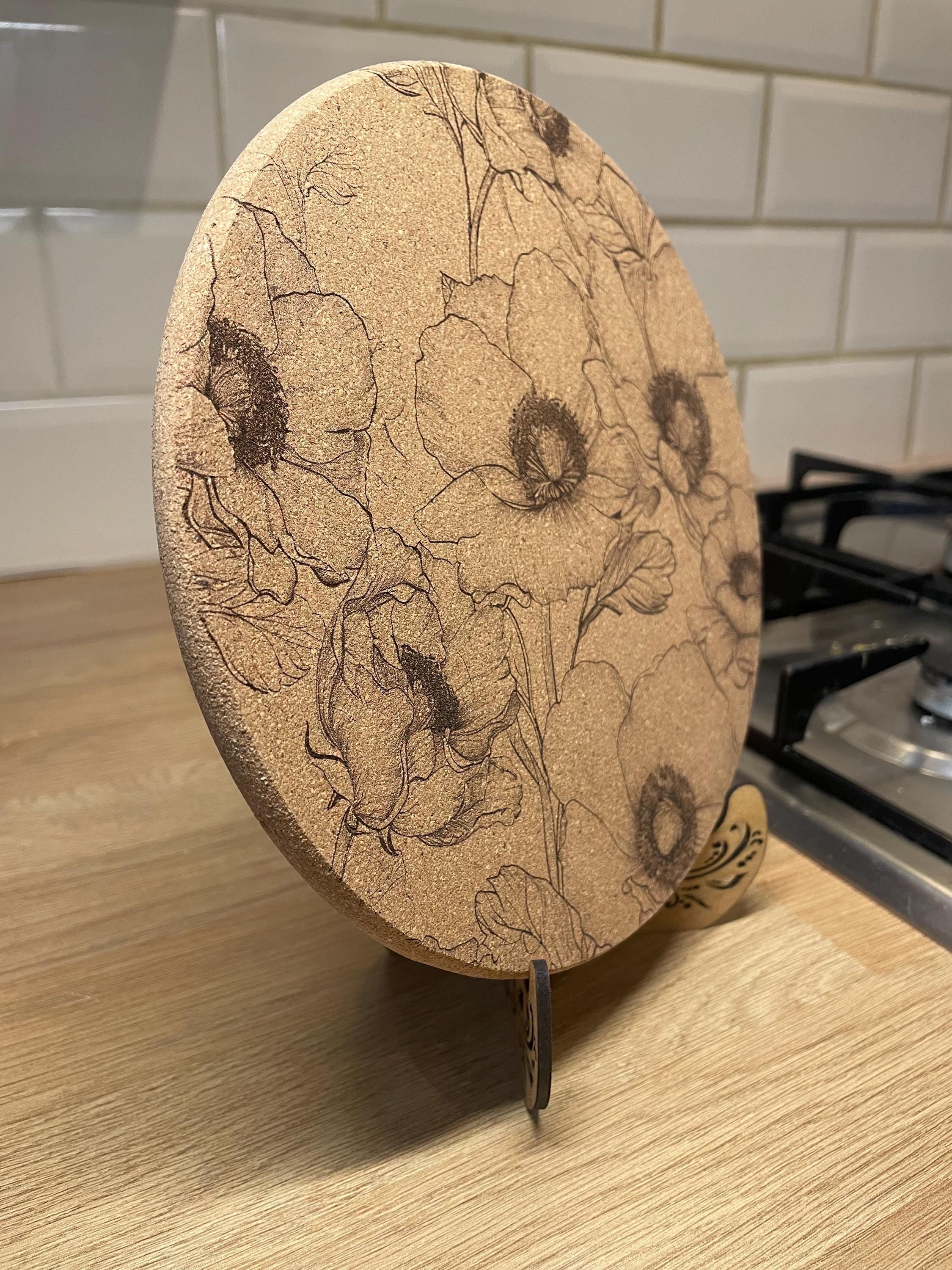 Floral Design Cork Trivet