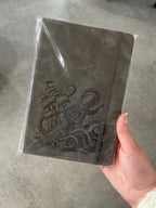 The Kraken- Grey Engraved A5 Faux Leather Lined Notebook
