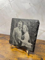 Photo Engraved Slate Coaster - 10x10cm with stand- Custom Photo